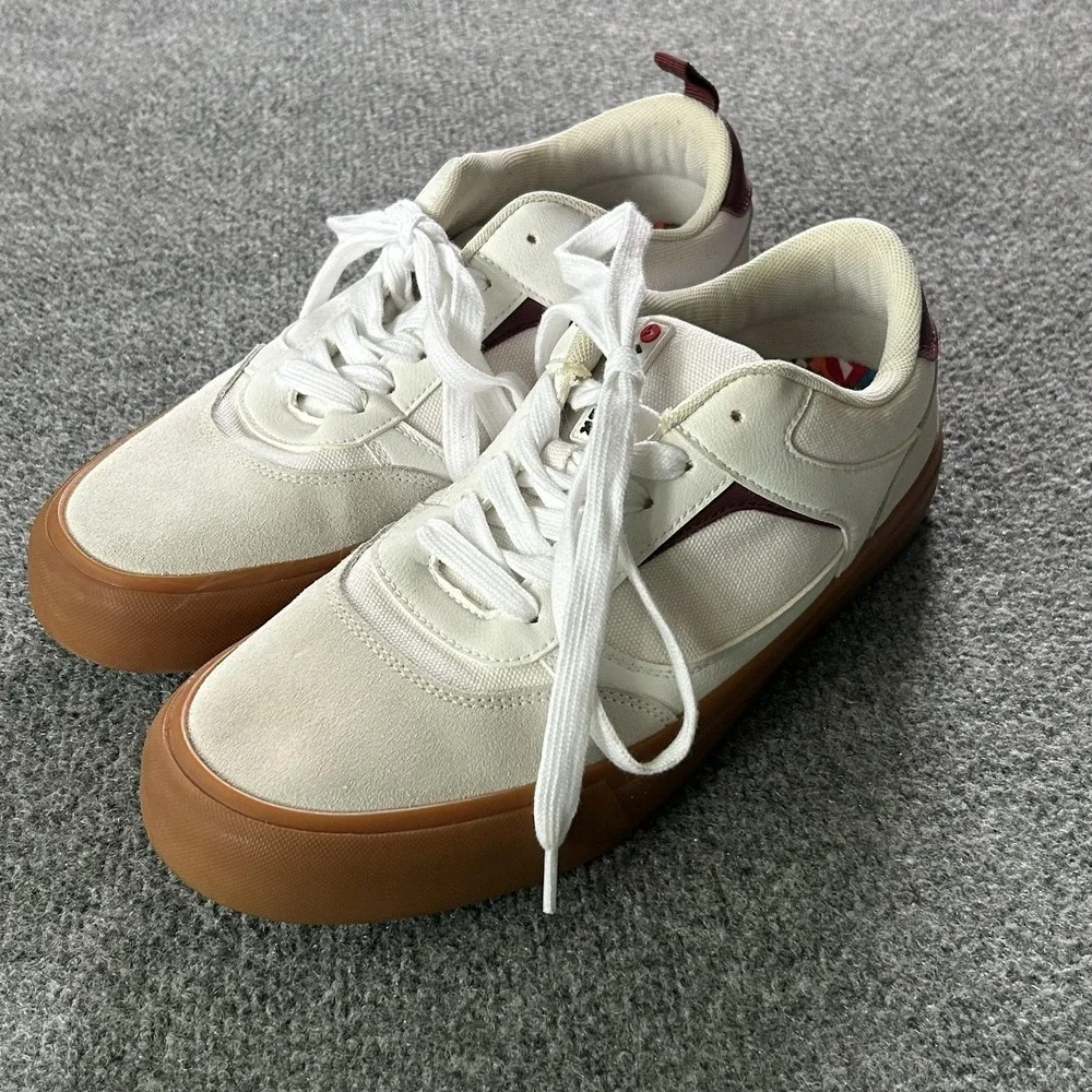 Airwalk Huntington Men 9.5 White‎ Canvas Suede Gum Sole Skate Sneakers